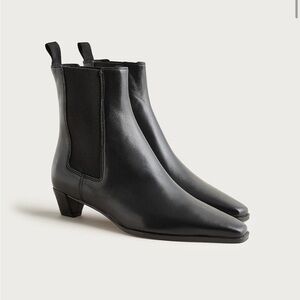 NIB J.Crew Remi square-toe ankle boots in black leather